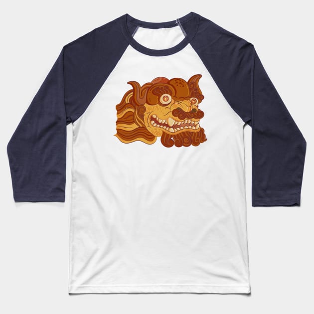 Shi-Shi Lion Baseball T-Shirt by Moe Tees